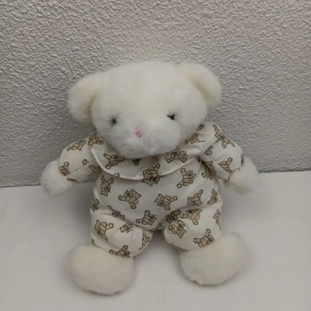 Vintage Carter's Classics Rattle Plush Bear Teddy Print Cloth Body Prestige Toy